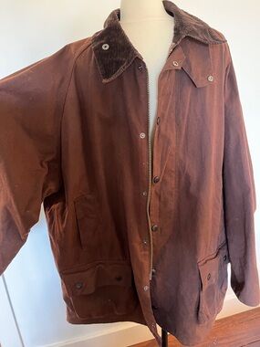 Barbour Brown Waxed Field Jacket with Corduroy Collar